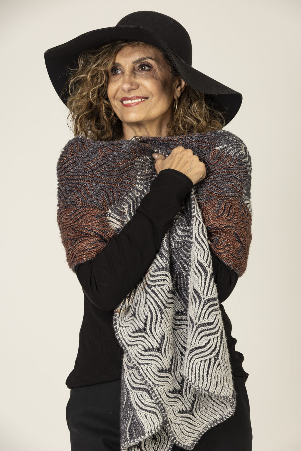 long shawl- scarf in greys and brown - Image 5