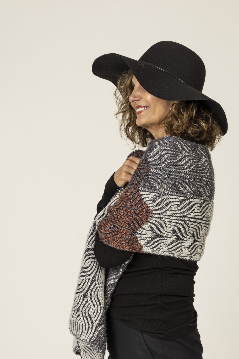 long shawl- scarf in greys and brown - Image 4