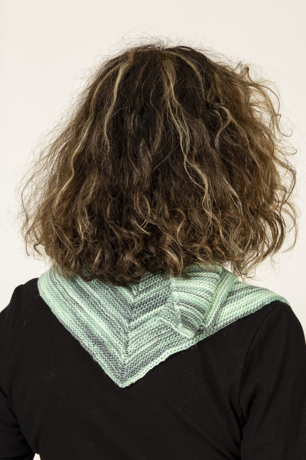 turquoise and grey long scarf of wool and nylon - Image 3