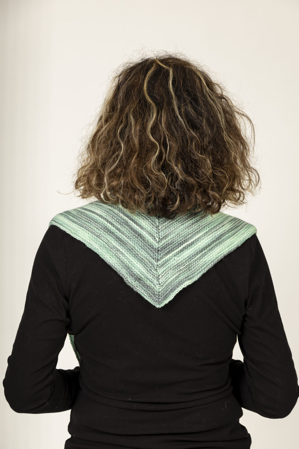 turquoise and grey long scarf of wool and nylon - Image 2